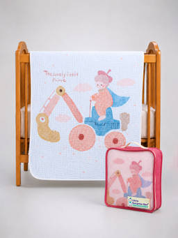 Little Surprise Box - Construction Prince Muslin Cotton Blanket with Free Storage Pouch