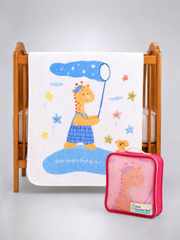 Little Surprise Box - Giraffe Star Catcher Muslin Cotton Blanket with Free Storage Pouch