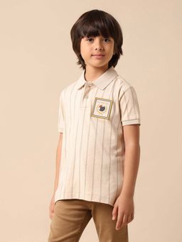U.S. POLO ASSN. - Kids Boys Vertical Striped Regular Fit Polo T-Shirt - Beige