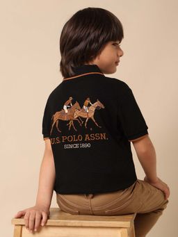 U.S. POLO ASSN. - Kids Boys Brand Printed Polo T-Shirt - Black