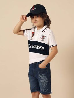 U.S. POLO ASSN. - Kids Boys Graphic Brand Printed Polo T-Shirt - Off White