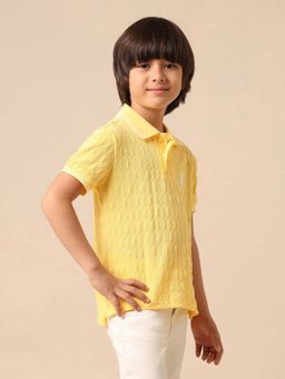 U.S. POLO ASSN. - Kids Boys Textured Pure Cotton Polo T-Shirt - Yellow