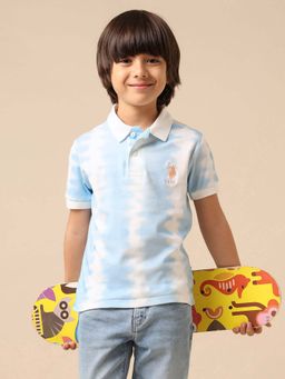 U.S. POLO ASSN. - Kids Boys All Over Printed Regular Fit Polo T-Shirt - Blue