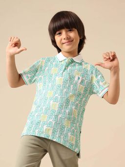 U.S. POLO ASSN. - Kids Boys Brand Printed Regular Fit Polo T-Shirt - Green