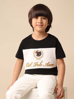 U.S. POLO ASSN. - Kids Boys Colour Blocked Regular Fit T-Shirt - Black