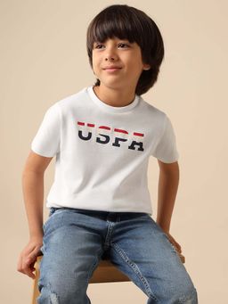 U.S. POLO ASSN. - Kids Boys Brand Printed Regular Fit T-Shirt - White