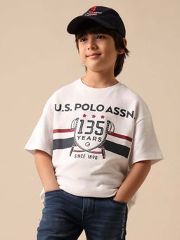 U.S. POLO ASSN. - Kids Boys Graphic Printed Boxy Fit T-Shirt - White