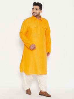 Vastramay - Men Mustard Cotton Blend Pattani