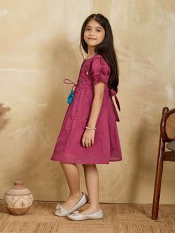 Tiny Twills - Lavender Embroidered Knee Length Dress