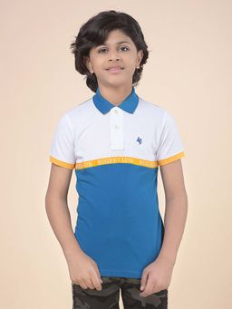 Cantabil - Blue Colorblock Regular Polo T-Shirt