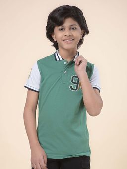 Cantabil - Green Colorblock Regular Polo T-Shirt