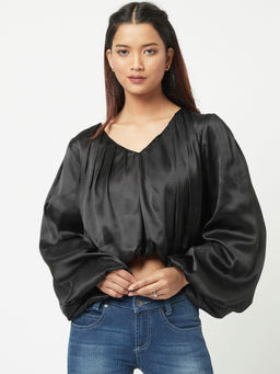 Attic Salt - Black Solid Blimp Top