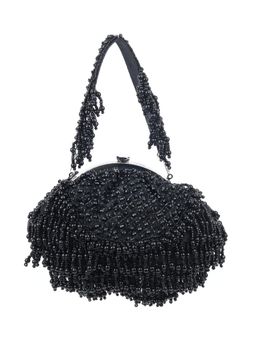 Odette - Black Velvet Embellished Handbag for Women