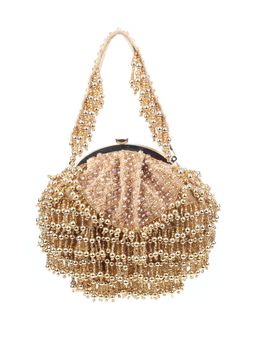 Odette - Beige Velvet Embellished Handbag for Women
