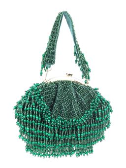 Odette - Green Velvet Embellished Handbag for Women