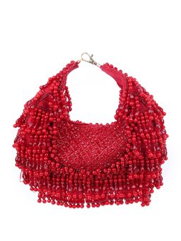 Odette - Red Velvet Embellished Handbag for Women