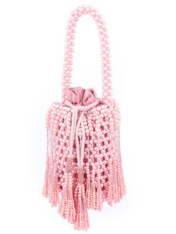 Odette - Pink Suede Embellished Potli for Women