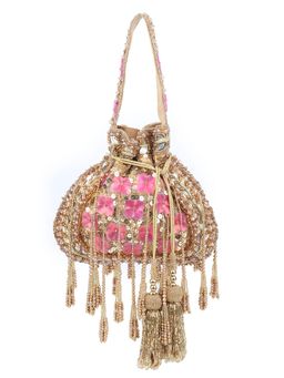 Odette - Beige Suede Embellished Potli for Women