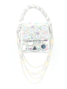 Odette - White Velvet Embellished Handbag for Women