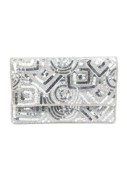 Odette - Silver Satin Embellished Clutch for Women