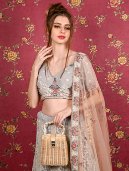 Odette - Apricot Straw Clutch Bag