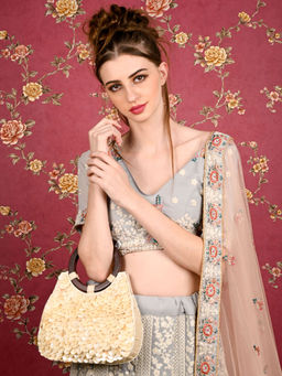 Odette - Apricot Shell Embellished Clutch Bag