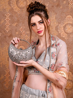 Odette - Silver Metallic Clutch Bag