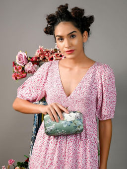 Odette - Gorgeous Pastel Green Printed Clutch