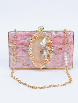 Odette - Classy Pink Embellished Clutch