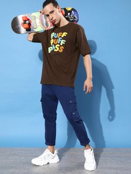 Difference of Opinion - Brown Typographic Oversized T-shirt