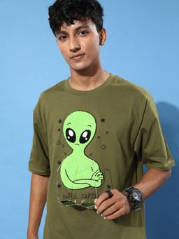 Difference of Opinion - Green Graphic Oversized T-shirt