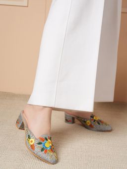 MOZAFIA - Women Silver Mules Heels