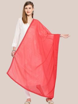 Dupatta Bazaar - Womens Coral Chiffon Dupatta