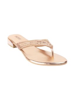 Metro - Womens Rose Gold Flat ChappalsMetro Embellished-sequined Rose Gold Flats
