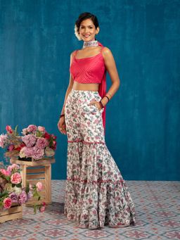 Gajra Gang - Desert Dance Fuchsia Crop Top with Sharara & Dupatta GGSKD70 (Set of 3)