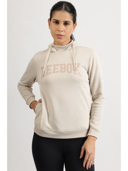 Reebok - Women Beige Solid Hoodie