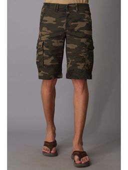 ROOKIES - Green Slim Fit Camouflage Shorts In Cotton Elastane