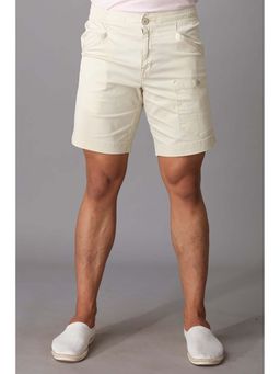 ROOKIES - Off White Stone Cotton Slim Fit Cotton Spandex Shorts