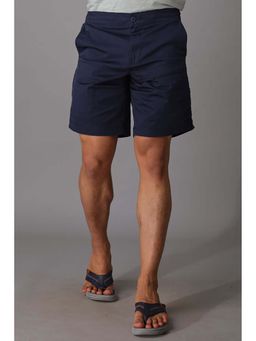 ROOKIES - Navy Blue Cotton Slim Fit Cotton Spandex Shorts