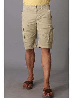 ROOKIES - Beige Stone Slim Fit Cargo Shorts In Cotton Elastane