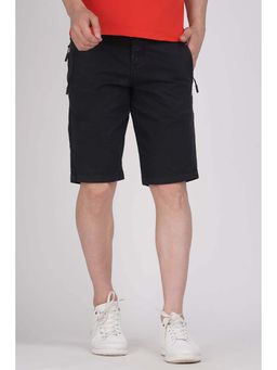 ROOKIES - Black Slim Fit Cargo Shorts In Cotton Elastane