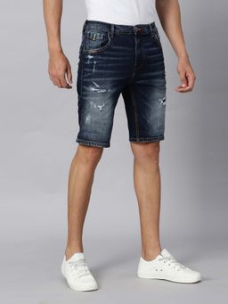 ROOKIES - Dk Blue Slim Fit Cotton Polyester Elastane Denim Shorts