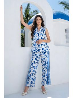 All Eyes On You - Aeoy Blue Printed Co-Ord Set