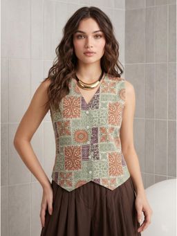 Mamicha - Multi-Colour Sage Meher Waistcoat