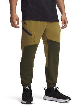 Under Armour - Men Green Colorblock Unstoppable Fleece Joggers