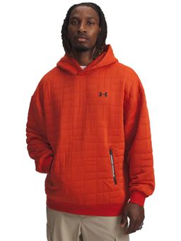Under Armour - Men Orange Checks Unstoppable Fleece Textured Hoodie