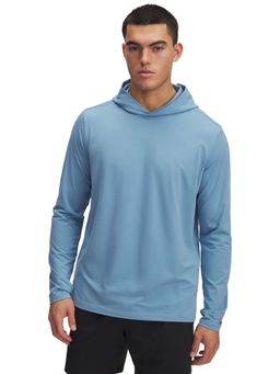 Under Armour - Men Blue Solid Meridian Long Sleeve Hoodie