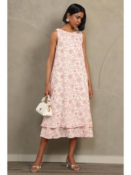 Soch - Women Off White Floral Linen Dress