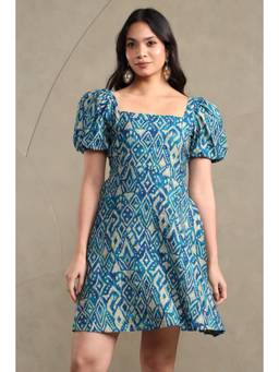 Soch - Women Teal Printed Muslin Dress