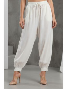 Folksong - Women's White Solid Beadwork Salwar